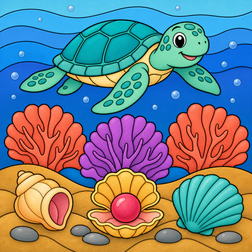 Sea turtle in a coral garden